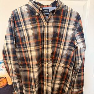 Chaps Plaid Button-Down Shirt in Navy, White, and Red